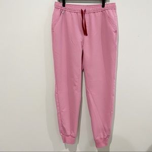 FIGS Chalk Pink Jogger Scrub Pants, Size Large